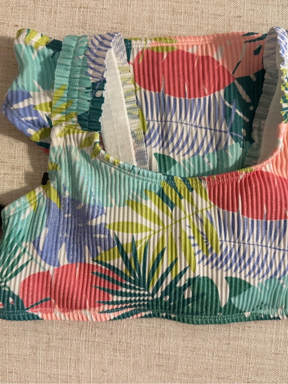 Girls 4/5 NEW art class Tropical Print Ruffle Strap Swim Top